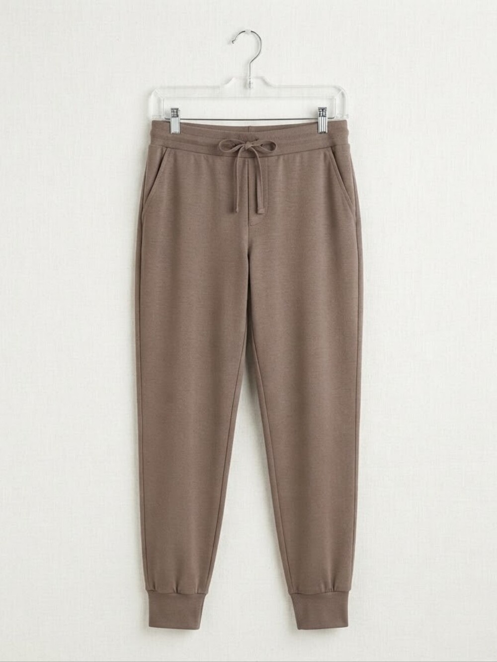 ​Rachel Zoe Taupe Ribbed Knit Jogger Pants Size Large Drawstring Lounge Casual - Picture 2 of 12